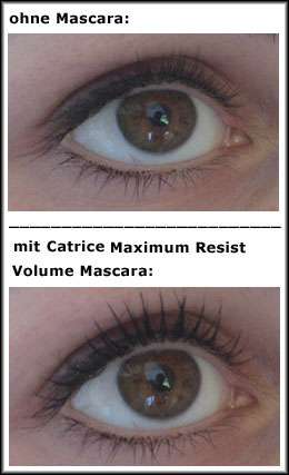 ohne Mascara und mit Catrice Maximum Resist Volume Mascara