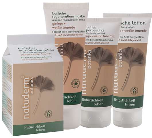 Das natuderm® botanics Sortiment der basischen Pflegeprodukte, Quelle: Mann & Schröder GmbH