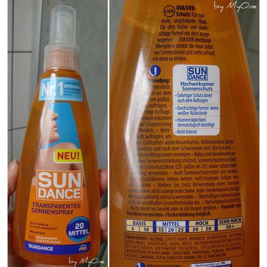 SunDance Transparentes Sonnenspray LSF 20 – wasserfest