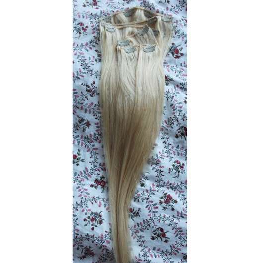 Haarpracht-Clip 120g Clip in Extensions Echthaar Haarverlängerung 66cm, Farbe: 613 Lichtblond