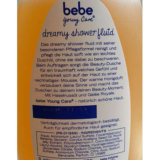 bebe Young Care dreamy shower fluid (mit honigduft & nussöl)