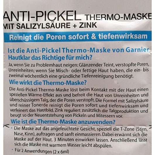 Garnier Skin Naturals Hautklar Anti-Pickel Thermo-Maske