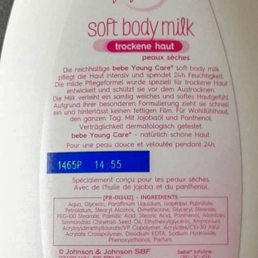 bebe Young Care soft body milk