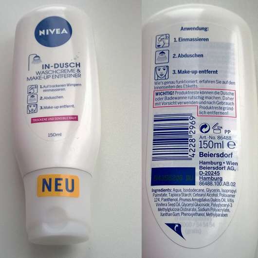 NIVEA In-Dusch Waschcrem & Make-up Entferner (trockene und sensible Haut)