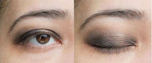 Make Up mit Verwendung einer schwarzen Lidschattenbase