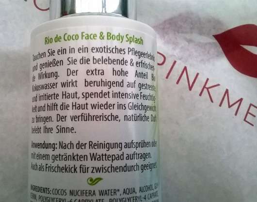  CMD Naturkosmetik Rio de Coco Face & Body Splash Herstellerversprechen