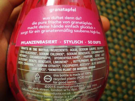  method pomegranate naturally derived hand wash (LE) Herstellerangaben
