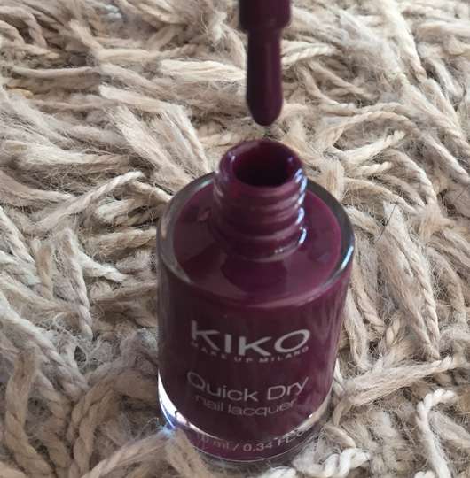 KIKO quick dry nail lacquer, Farbe: 811 plum Flasche und Pinsel