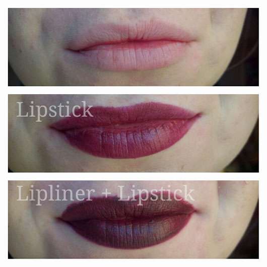 IsaDora Lip Desire Sculpting Lipstick, Farbe: 66 Muberry - Collage der Lippen mit und ohne Produkt