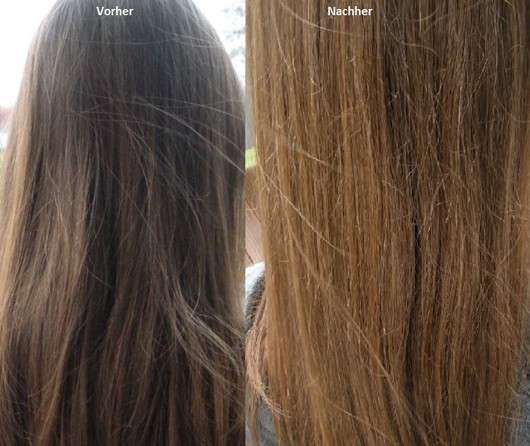 Vorher/nachher Bild der Haare - ohne/mit LOGONA Glanz Conditioner Bio-Arganöl