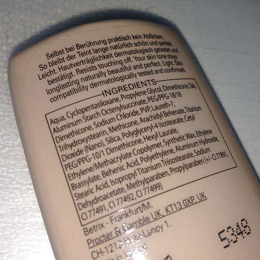 Verpackungsrückseite - Max Factor Soft Resistant Make up, Farbe: 002 Sand