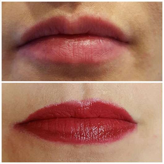 Catrice Ombré Two Tone Lipstick, Farbe: 060 Bloody Vampire Kiss vorher und nachher
