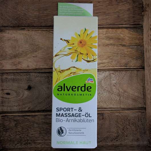 alverde Soprt-& Massageöl Arnikablüten Verpackung