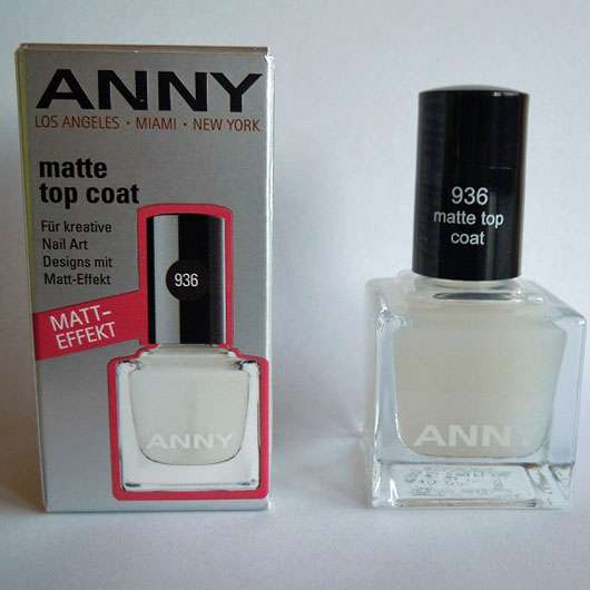 ANNY matte top coat Flasche und Verpackung