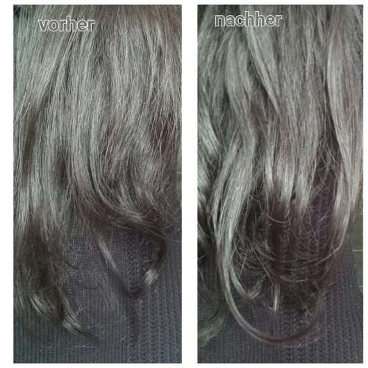 Haare vor/nach Anwendung der Pantene Pro-V Repair & Care Pflegespülung