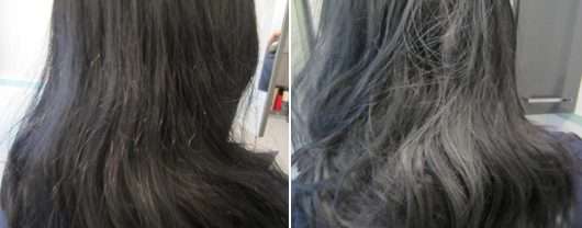 Haare vor/nach Anwendung des Batiste Stylist XXL Volumen Hairsprays