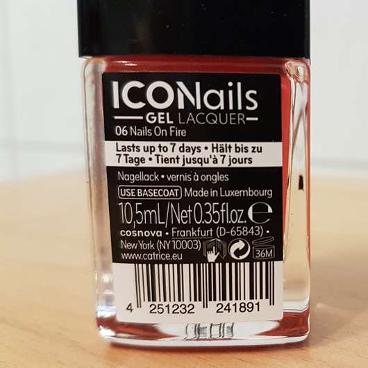 Catrice ICONails Gel Lacquer, Farbe: 06 Nails On Fire Herstellerangaben