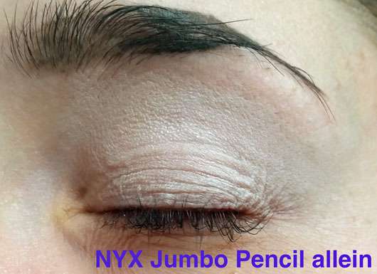 NYX Jumbo Eye Pencil, Farbe: 604 Milk - auf dem Auge aufgetragen