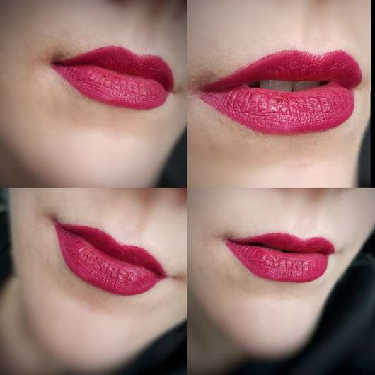 L.O.V LIPaffair Color & Care Lipstick, Farbe: 590 Olympe’s Burgundy (matt) auf den Lippen