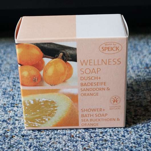 Made by Speick Wellness Soap Dusch + Badeseife Sanddorn & Orange Verpackung und Design