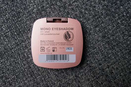 Verpackungsrückseite - Terra Naturi Mono Eyeshadow, Farbe: 01 shell