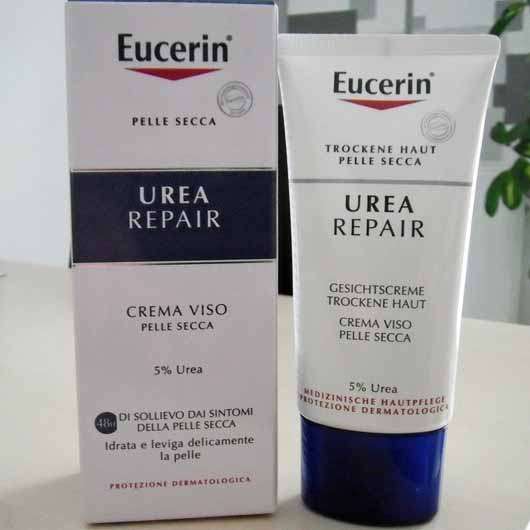 Eucerin Urea Repair Gesichtscreme (trockene Haut) - Verpackung und Tube