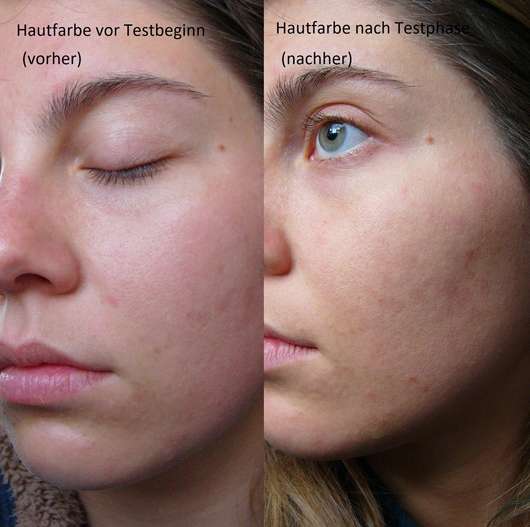 Haut vor/nach dem Test des St.Tropez Self Tan Luxe Facial Oils