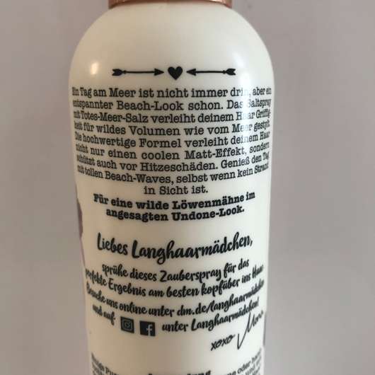 Verpackungsrückseite - LANGHAARMÄDCHEN Saltspray