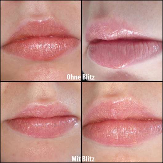 Lippen nach dem Auftragen, ohne Blitz (oben) und mit Blitz (unten) Lippen nach dem Auftragen, ohne Blitz (oben) und mit Blitz (unten)