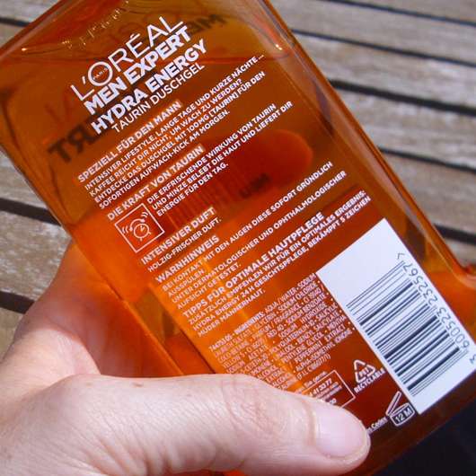 Verpackungsrückseite - L'ORÉAL PARiS Men Expert Hydra Energy Taurin Duschgel