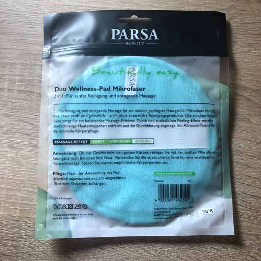 PARSA BEAUTY Duo Wellness-Pad Mikrofaser - Verpackung Rückseite
