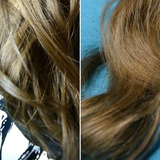 Haare zu Testbeginn (links) / nach Testende (rechts) - John Frieda Repair & Detox Shampoo
