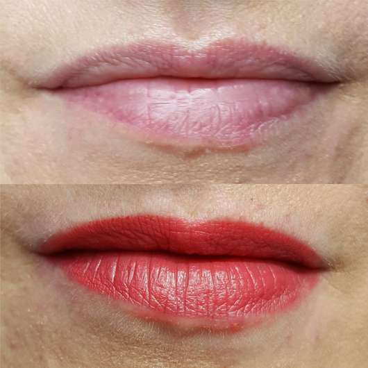 Shiseido VisionAiry Gel Lipstick, Farbe: 225 High Rise - Lippen ohne und mit Produkt