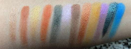 Sleek MakeUP i-Divine Mineral Based Eyeshadow Palette, Farbe: Colour Carnage - Swatches auf transparenter Base