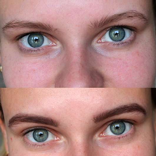 Makeup Revolution Brow Tint, Farbe: Taupe - Vorher / Nachher Effekt Makeup Revolution Brow Tint, Farbe: Taupe - Vorher / Nachher Effekt