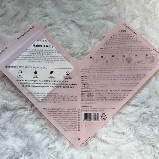URANG Love Rose X Hibiscus Mask - Verpackungsrückseite
