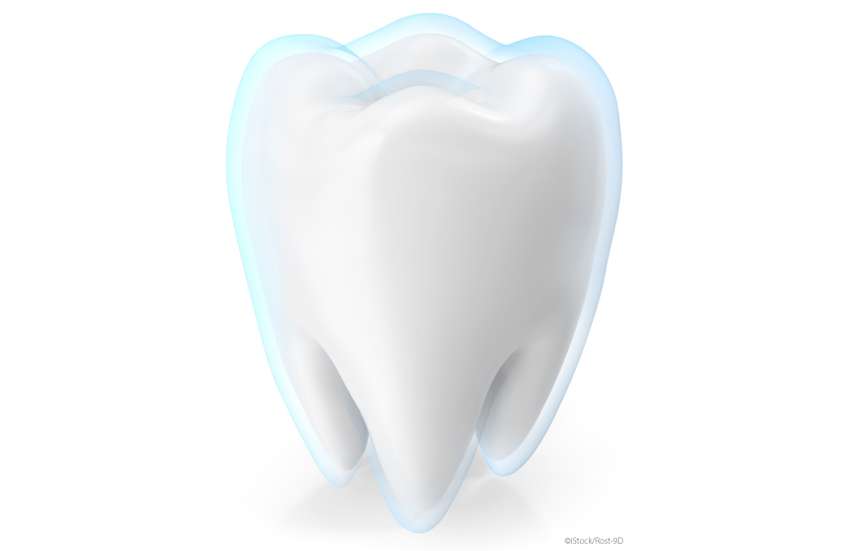 Zahn mit schützendem Mantel, um Karies und Schmerzempfindlichkeit vorzubeugen