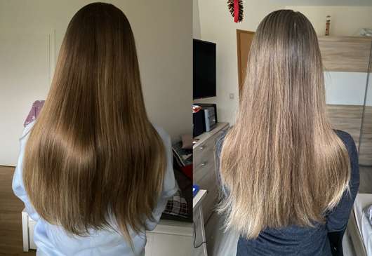 Lush Snow Fairy (Shampoo Bar) - links: Haare zu Testbeginn // rechts: Haare nach 3-wöchigem Test